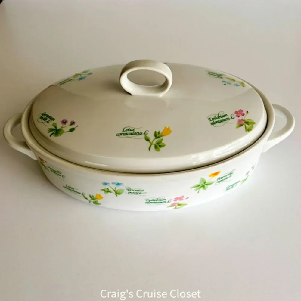 Anchor Hocking Floret 1.5 Qt Casserole Dish w Lid Vintage Glass Baking Dish